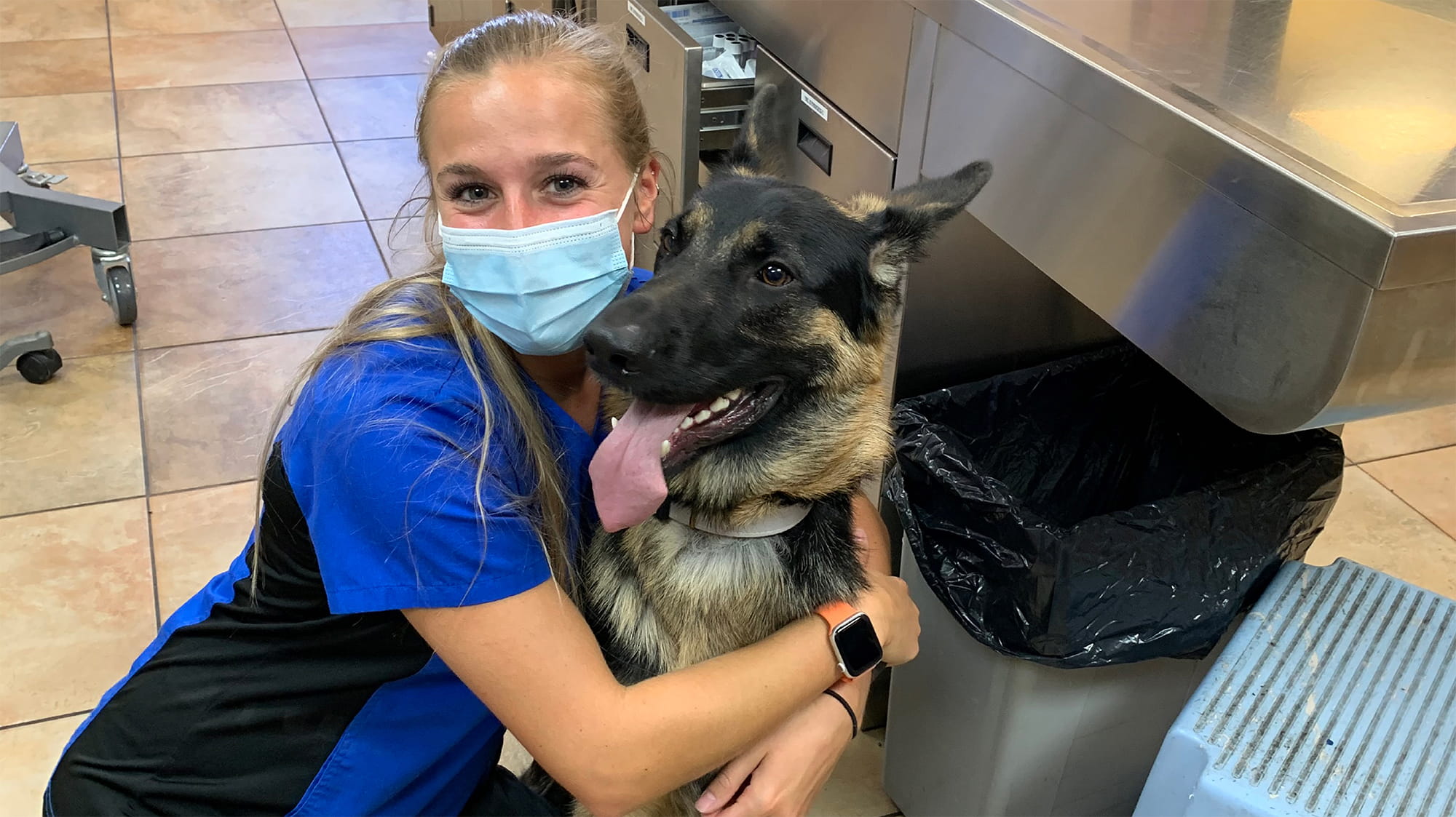 Taysia Radoslav with German Shepard